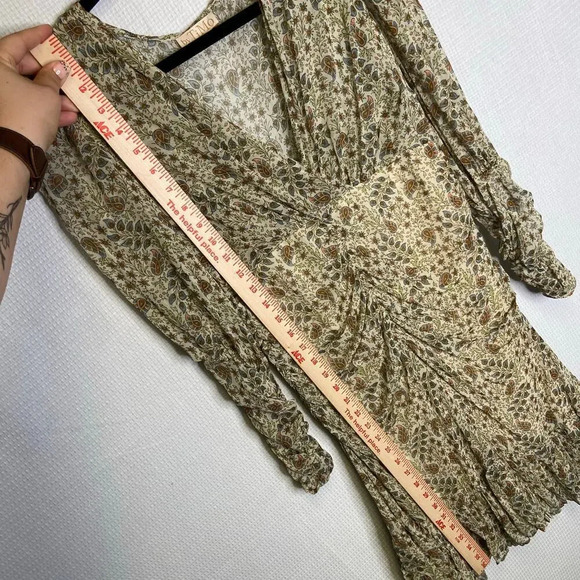 ByTimo | Sheer‎ Floral Ruished Dress Long Sleeve Small - Picture 10 of 12
